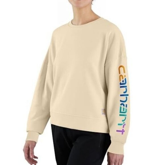 Carhartt Tops - Carhartt Women's Tencel Fiber Series Loose Fit Sleeve Graphic Sweatshirt OatMilk
